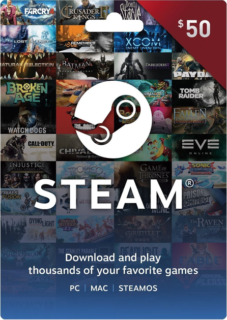 Карта пополнения Steam 50 Долларов фото