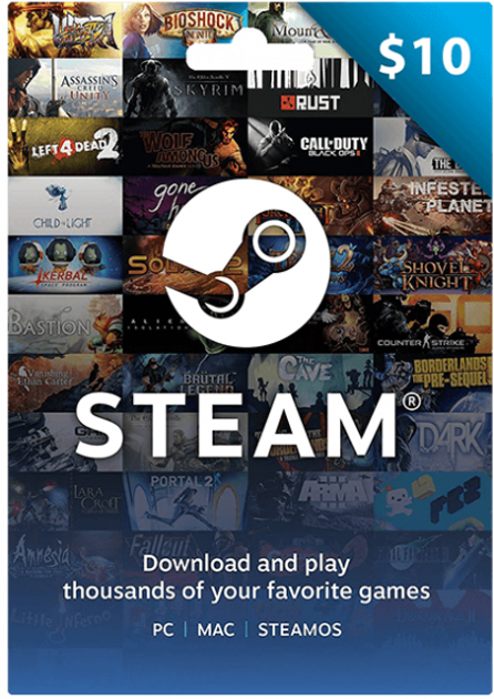 Карта пополнения Steam 10 Долларов фото