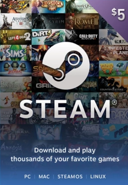 Карта пополнения Steam 5 Долларов фото