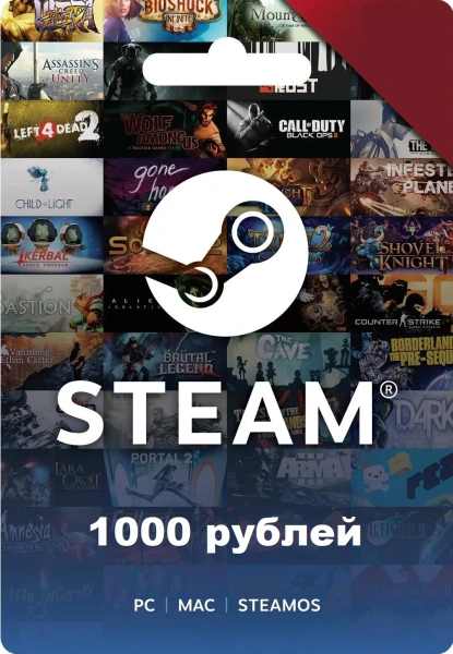 Карта пополнения Steam 1000 рублей фото